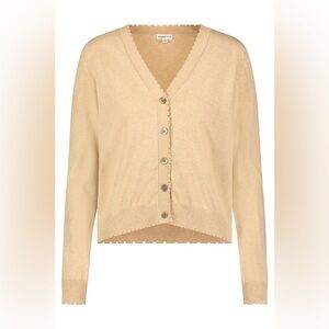 Minnie Rose Cotton/Cashmere Blend Frayed Cardigan |Size XS|